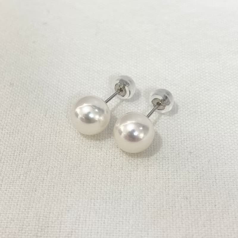 单粒珍珠耳钉 7-7.5/7.5-8/8-8.5/8.5-9毫米黑色Akoya珍珠