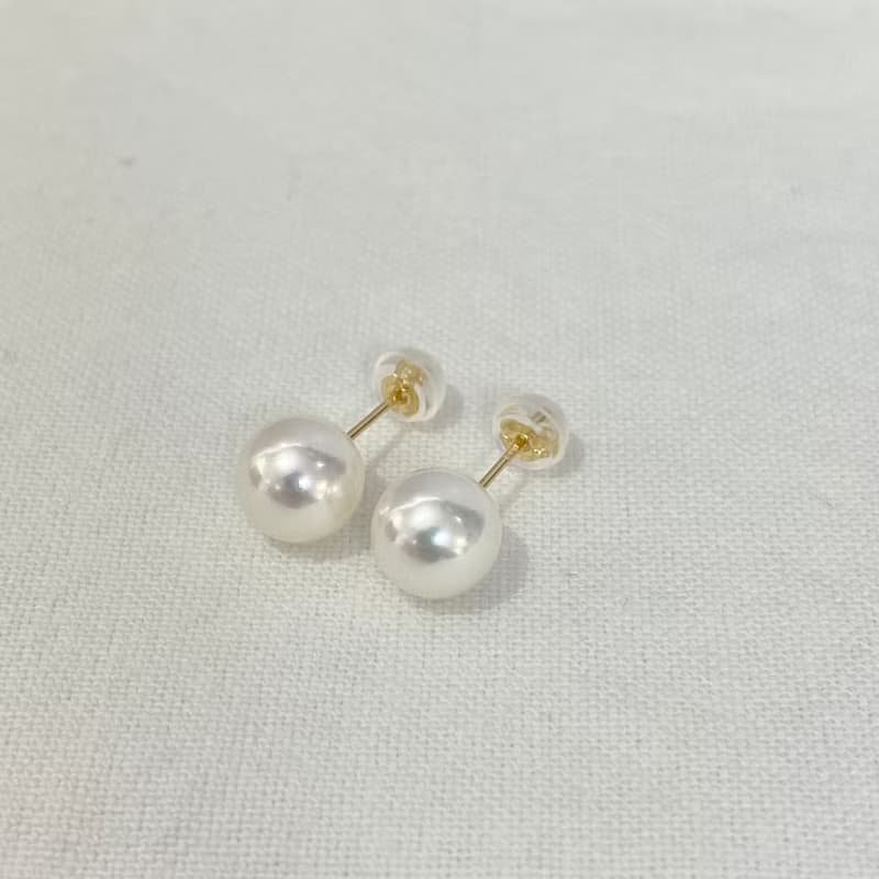 单粒珍珠耳钉 7-7.5/7.5-8/8-8.5/8.5-9毫米黑色Akoya珍珠