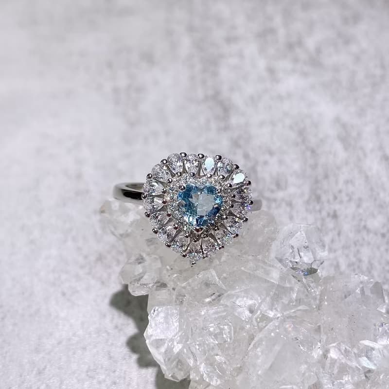 天然海藍寶  0.55克拉 925純銀 3月誕生石 【一物一拍】