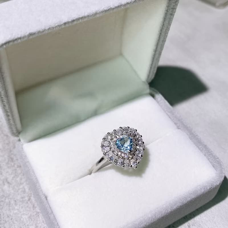 天然海藍寶  0.55克拉 925純銀 3月誕生石 【一物一拍】