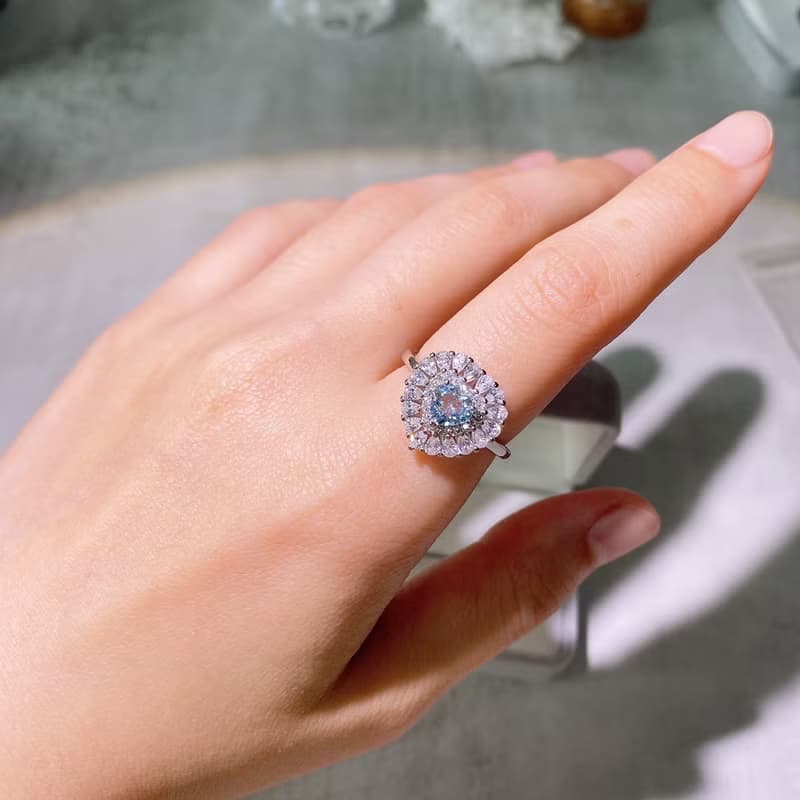 天然海藍寶  0.55克拉 925純銀 3月誕生石 【一物一拍】