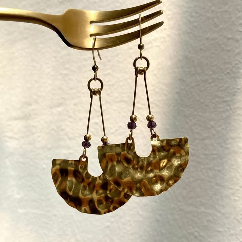 老林雜貨 | 半圓波紋黃銅耳環 (針式 / 夾式)