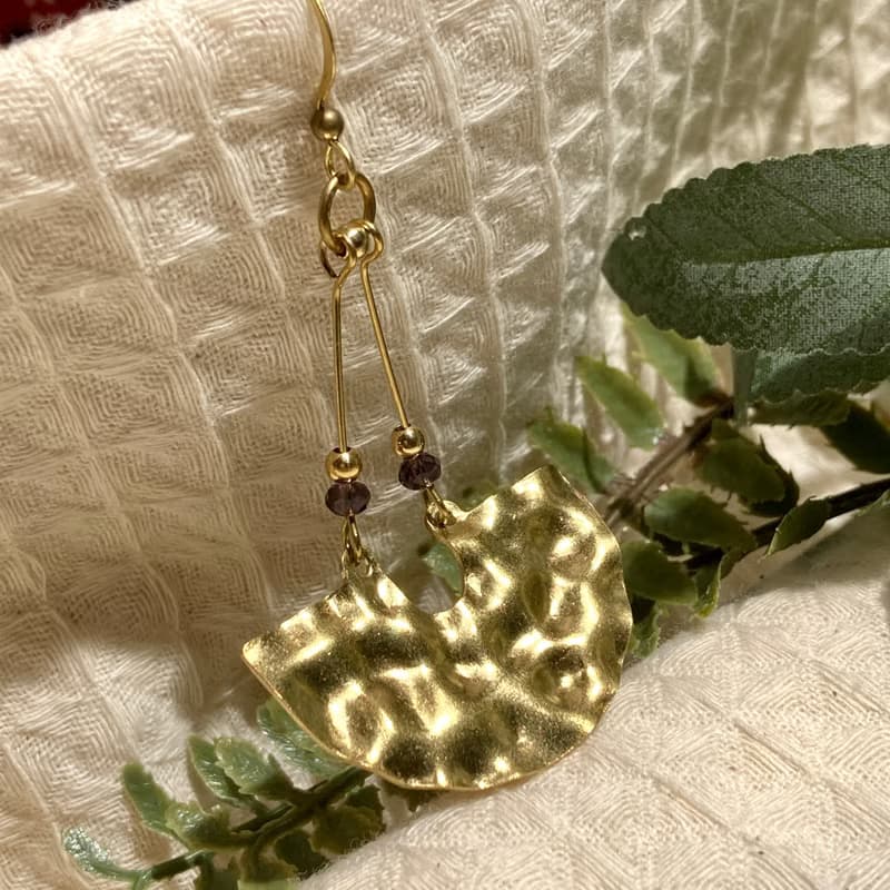 老林雜貨 | 半圓波紋黃銅耳環 (針式 / 夾式)