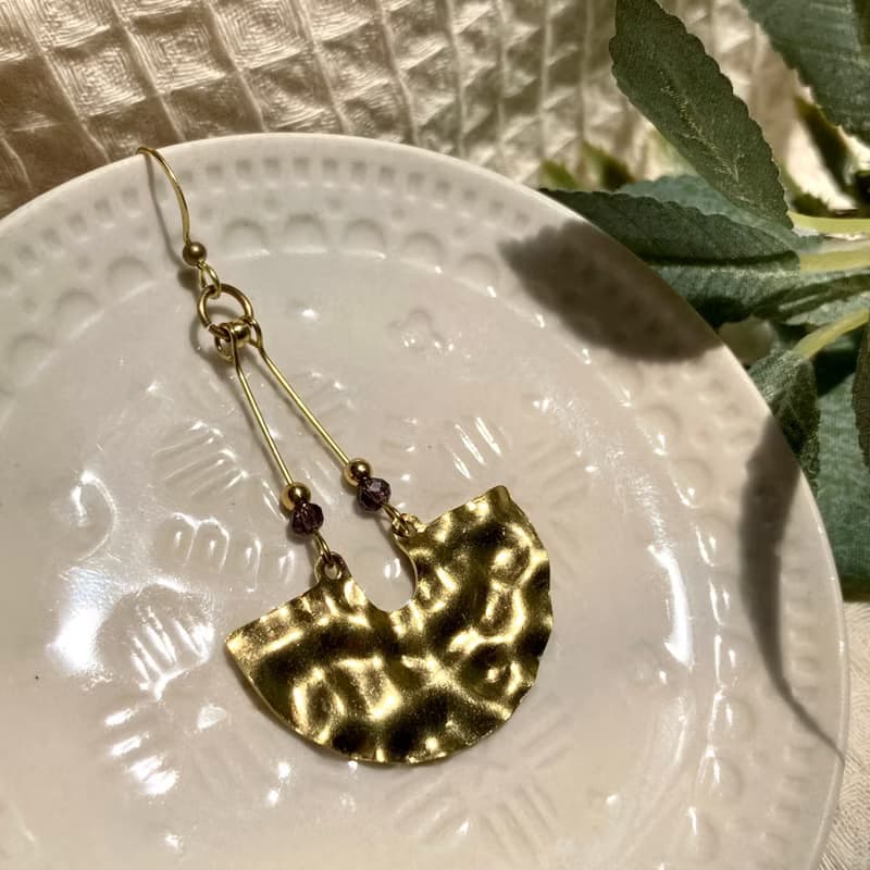 老林雜貨 | 半圓波紋黃銅耳環 (針式 / 夾式)