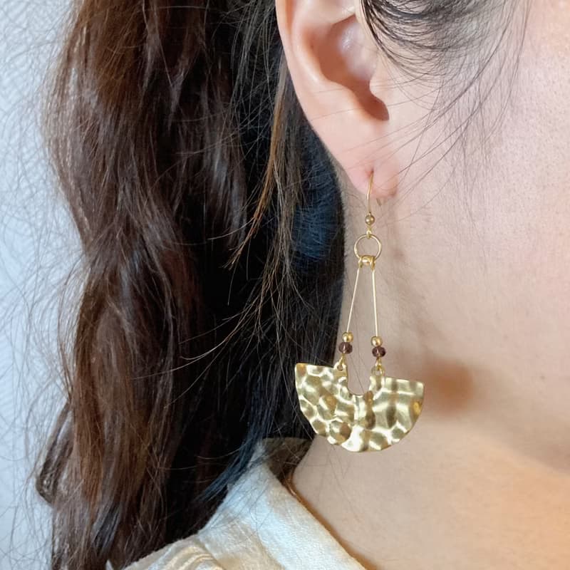 老林雜貨 | 半圓波紋黃銅耳環 (針式 / 夾式)