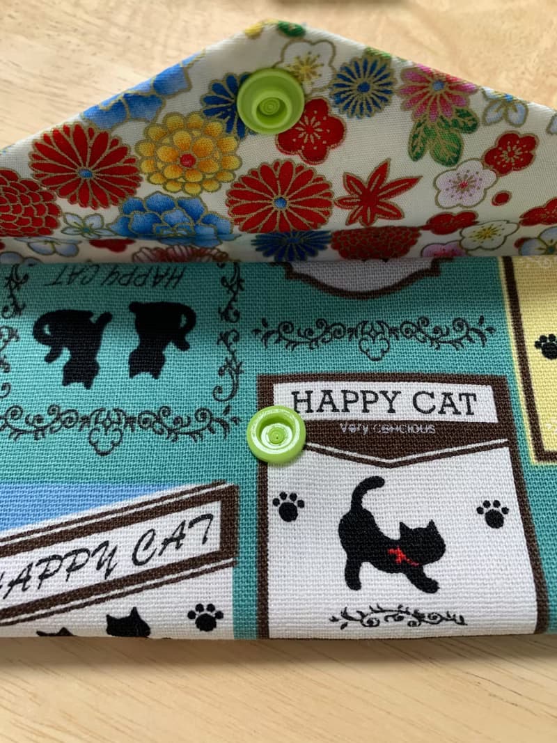 文青風環保純棉筷袋 快樂貓咪 氣質奶綠 日本 潮物 收納 手作餐具