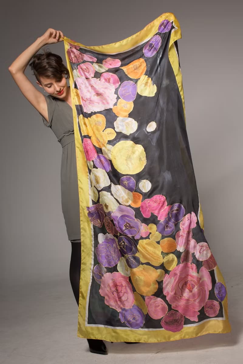 Floral Silk scarf/ Silk shawl-Falling Ranunculus/ Luxury Scarves