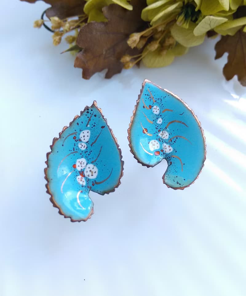 Vintage Jewelry 西洋古董飾品 Copper 手工 心葉 栓式耳環