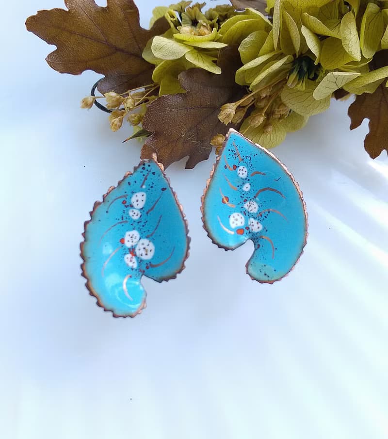 Vintage Jewelry 西洋古董飾品 Copper 手工 心葉 栓式耳環