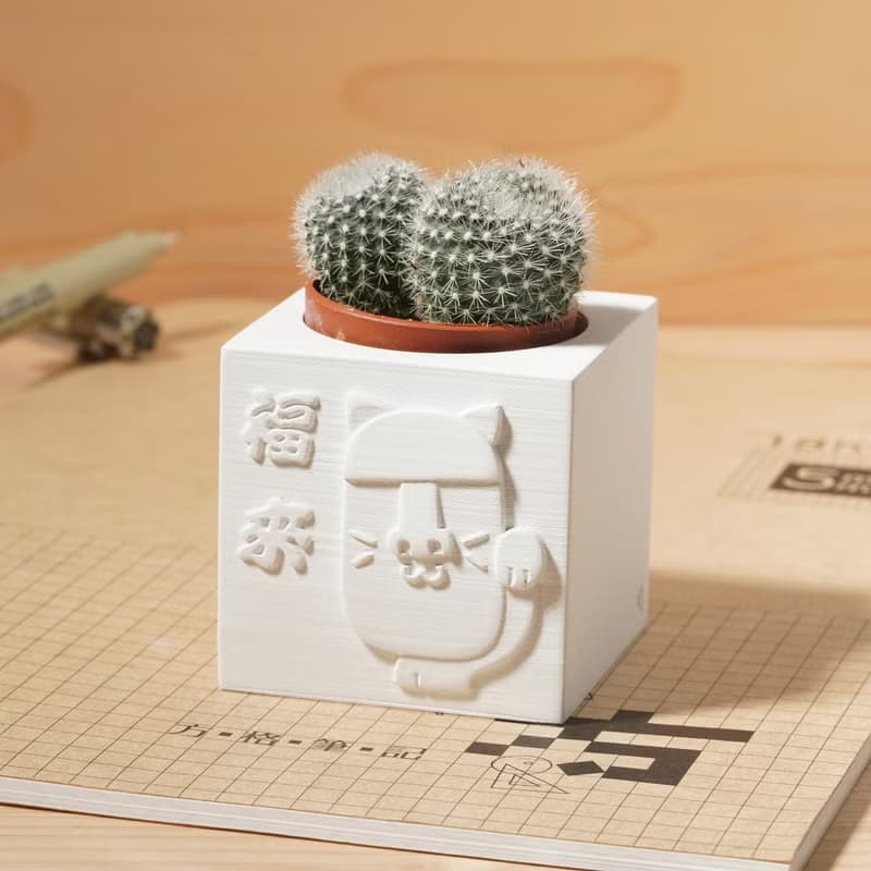 【交換禮物】招財 & 招福摩艾 | 多肉植物水泥盆栽 | 聖誕禮物