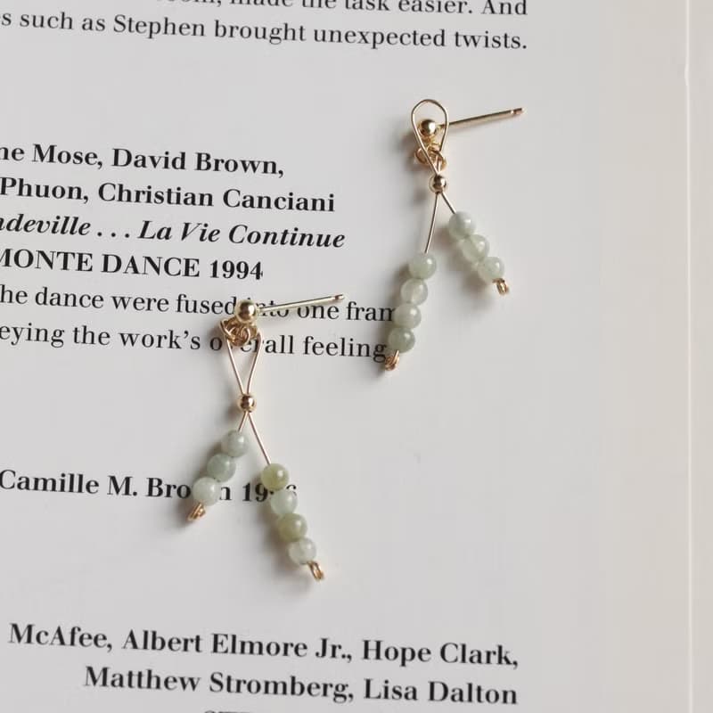 【禮物】I Care-天然緬甸翡翠耳環14KGF注金