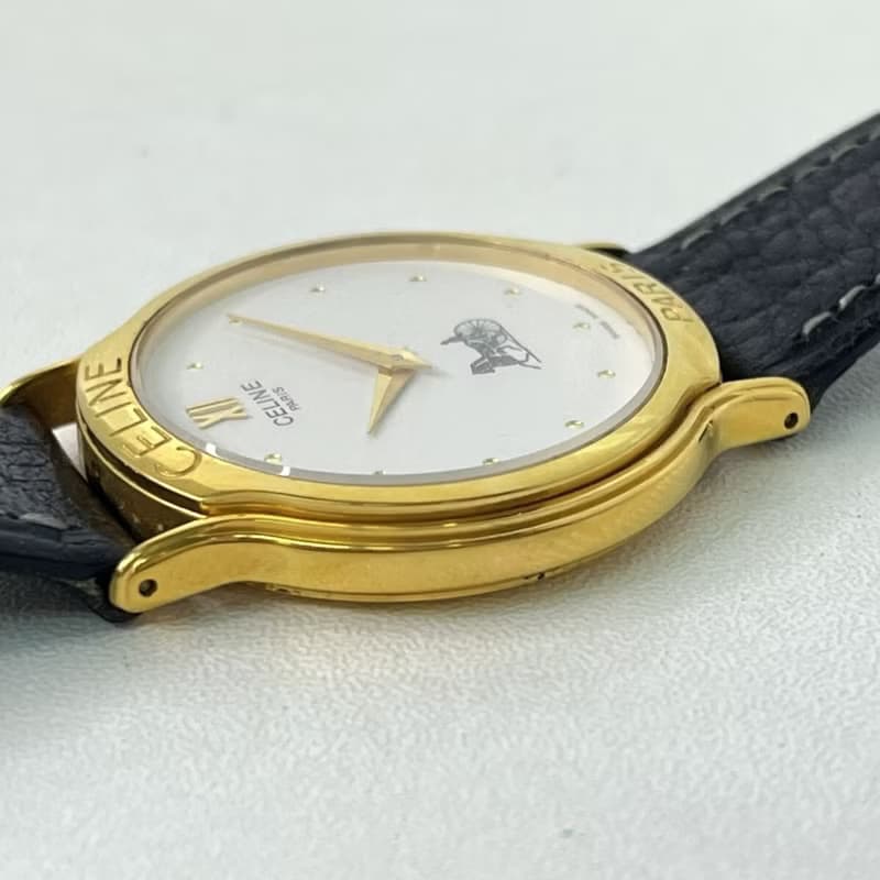絕版古董包中古二手Celine馬車黑金色皮革帶女裝手腕錶飾品禮物
