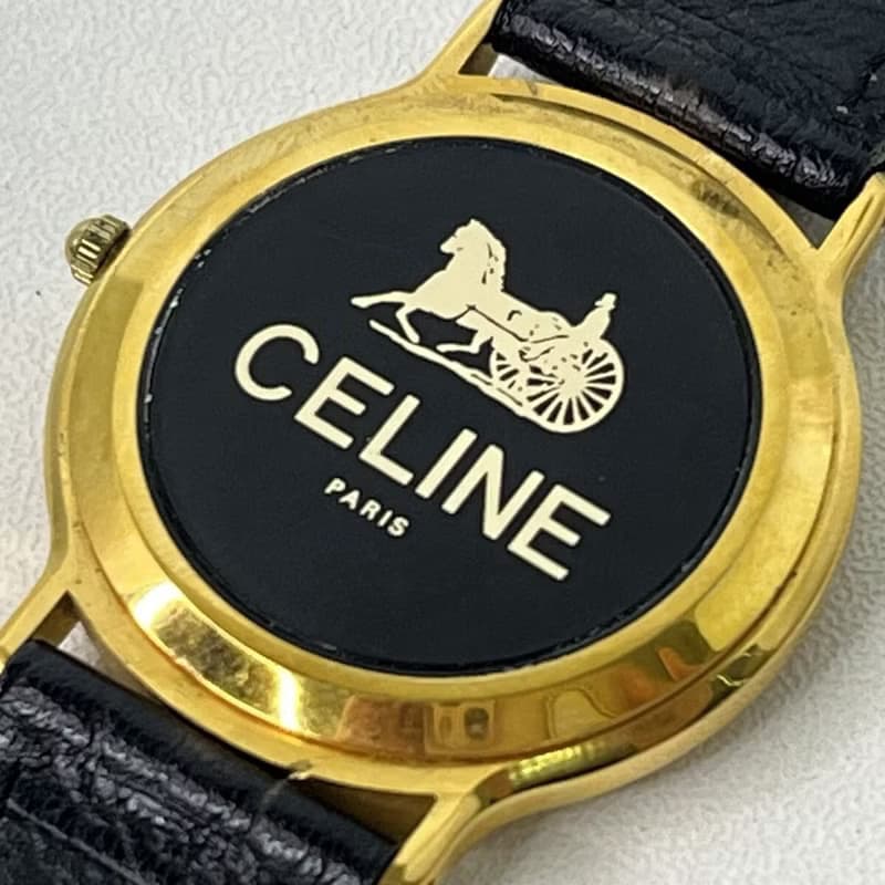 絕版古董包中古二手Celine馬車黑金色皮革帶女裝手腕錶飾品禮物