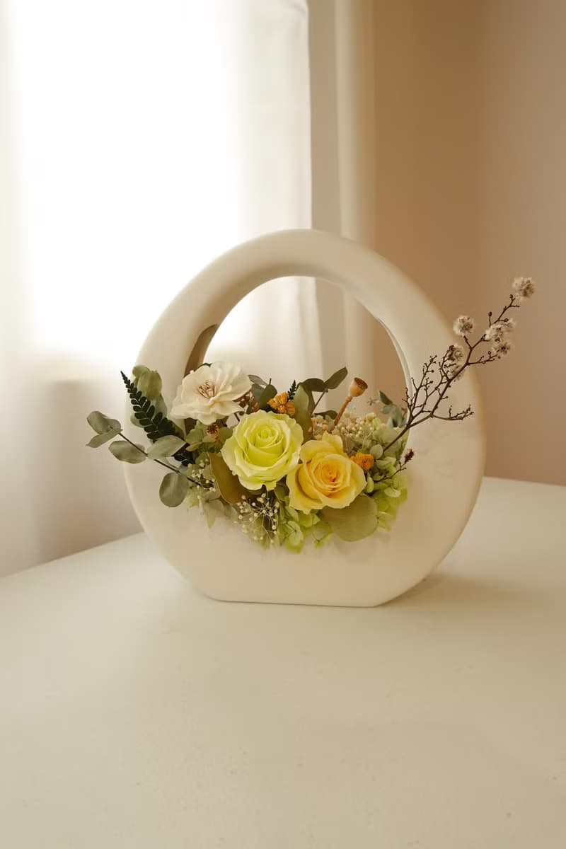 永生花特色O型大提籃-黃綠色
