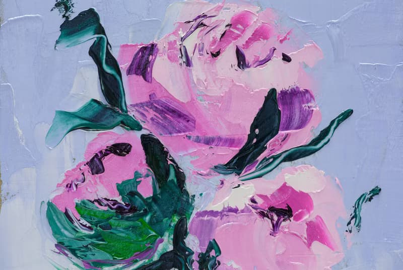 Pink Peony Oil Painting Floral Original Art Small Impasto Wall Art Peony Bouquet