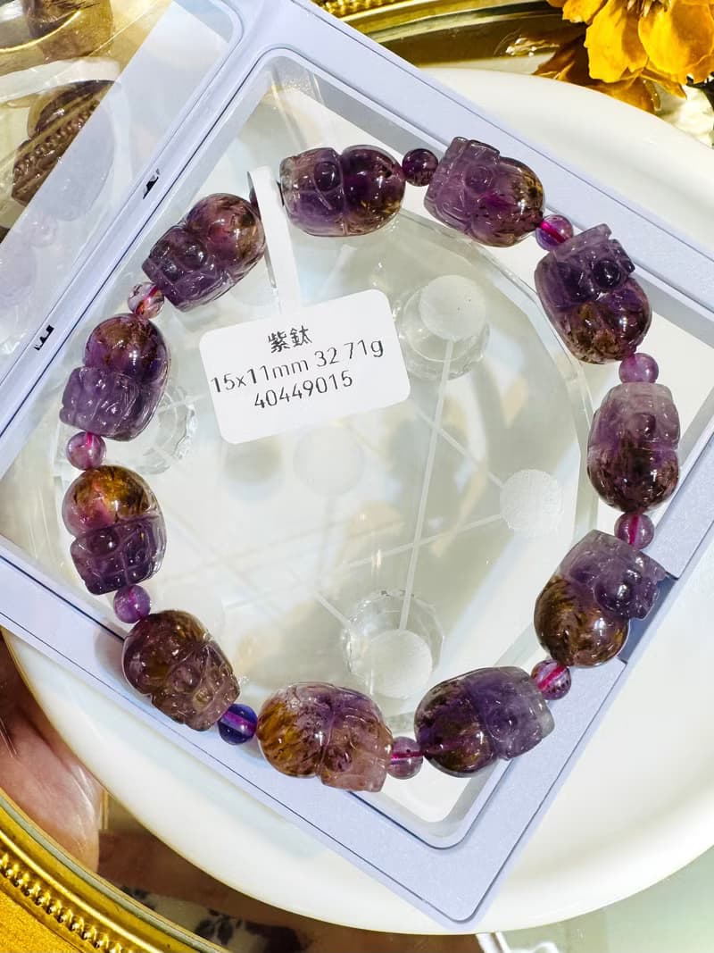 小資本天然貔貅紫鈦水晶15x11mm32.71g可通人體七輪提高靈性