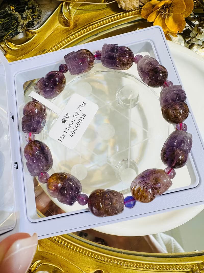小資本天然貔貅紫鈦水晶15x11mm32.71g可通人體七輪提高靈性