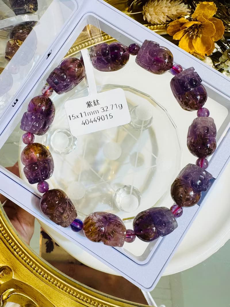 小資本天然貔貅紫鈦水晶15x11mm32.71g可通人體七輪提高靈性