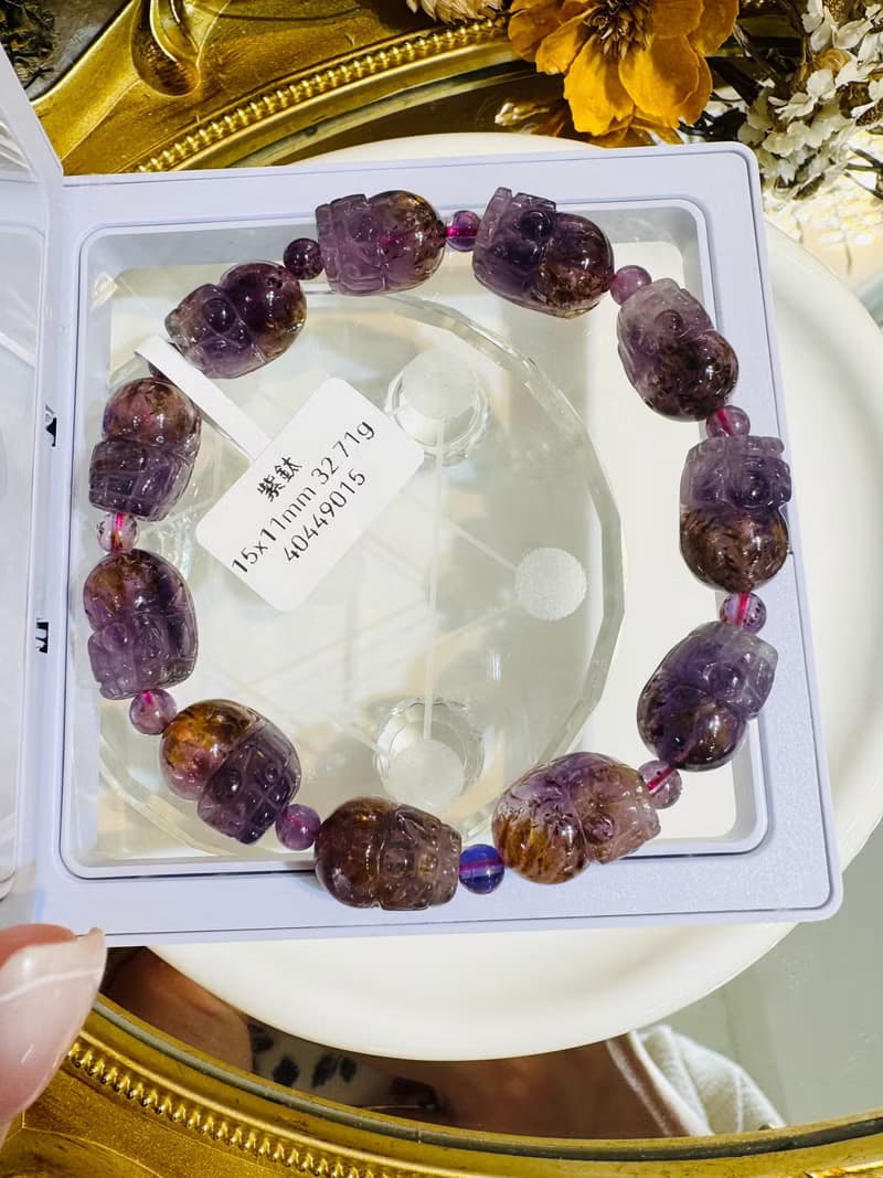 小資本天然貔貅紫鈦水晶15x11mm32.71g可通人體七輪提高靈性