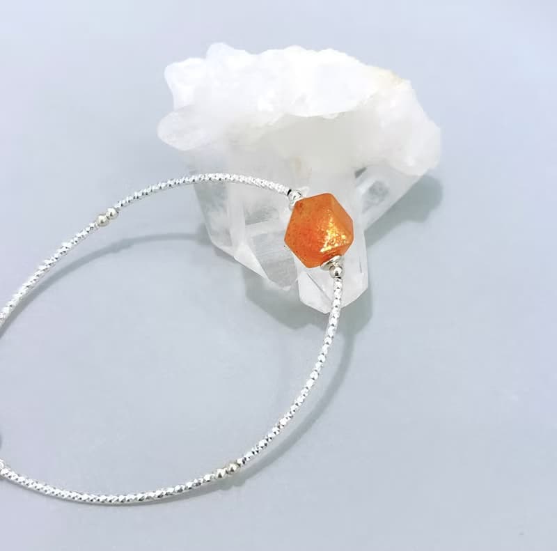 Ops Sunstone silver bracelet - 金太陽石/金草莓晶/純銀/手鍊