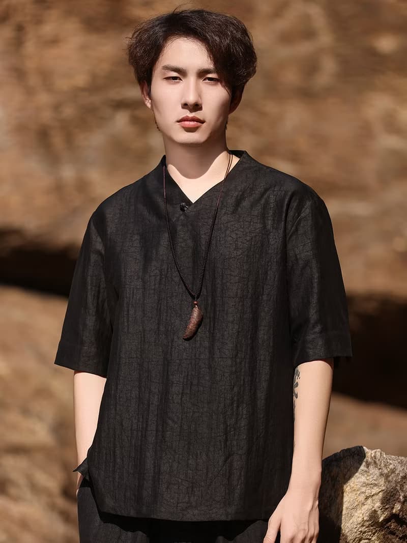新中式復古 風龜紋香云紗短袖T恤