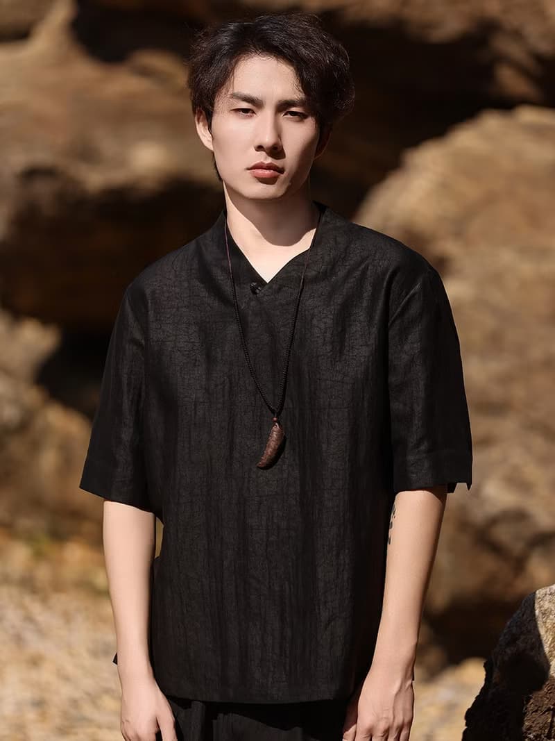 新中式復古 風龜紋香云紗短袖T恤