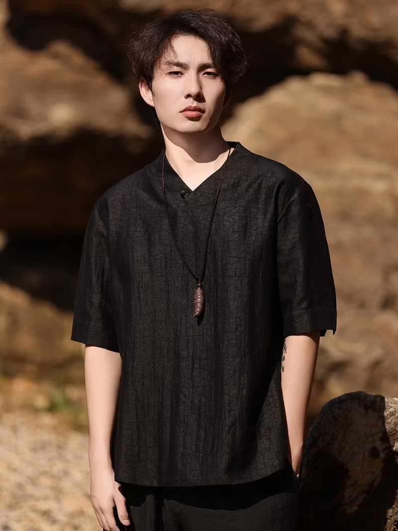 新中式復古 風龜紋香云紗短袖T恤