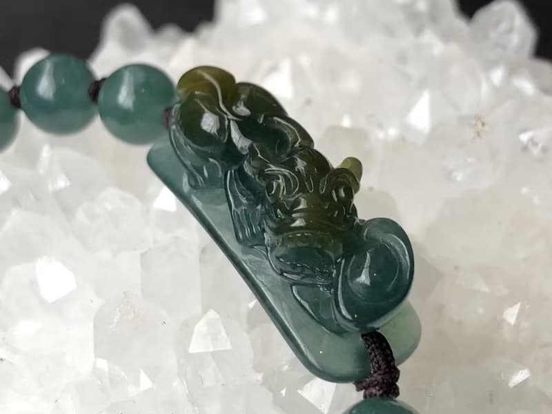 快速出貨 元寶貔貅 翡翠手鍊 招財 貔貅手鍊 藍水翡翠 免費開光