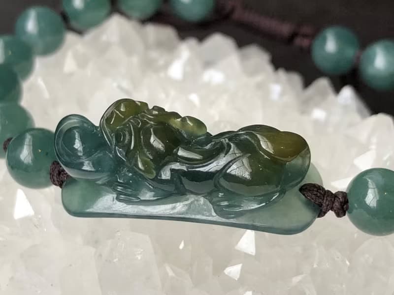 快速出貨 元寶貔貅 翡翠手鍊 招財 貔貅手鍊 藍水翡翠 免費開光