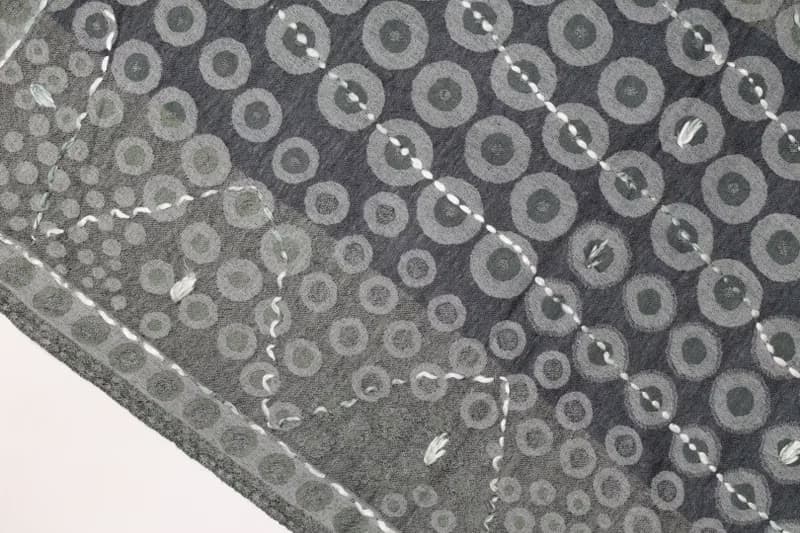 【聖誕禮物】喀什米爾水煮羊毛手工刺繡圍巾披肩軍綠深藍波點點