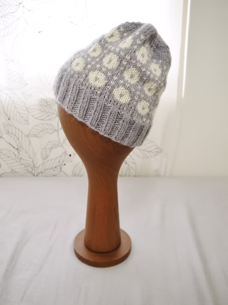 手作編織毛帽~雪花點點帽