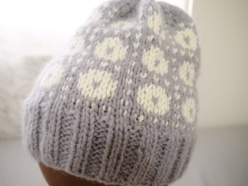 手作編織毛帽~雪花點點帽