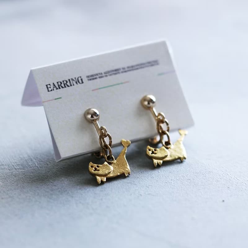 しっぽがハートねこ | ピアス | イヤリング | P570