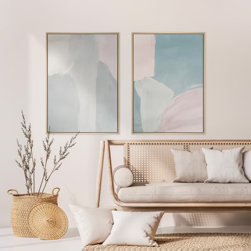迷濛I - 土灰色抽象掛畫/簡約風佈置/居家佈置/臥室掛畫/邊櫃擺設