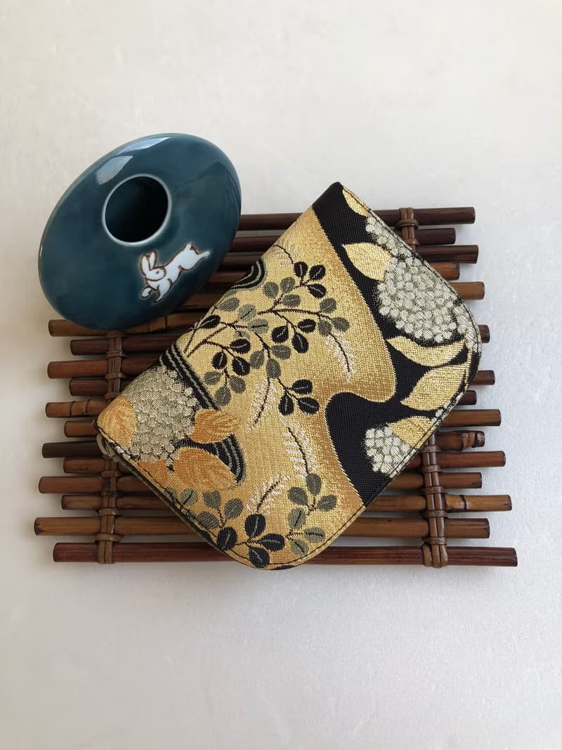 京西陣金襴錦織【流水紫陽盛開】-短夾/皮夾/零錢包