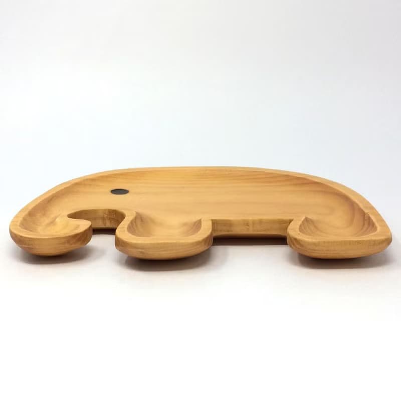 【SPICE】日本 PETIT'S MAMAN 天然松木 兒童餐盤-大象