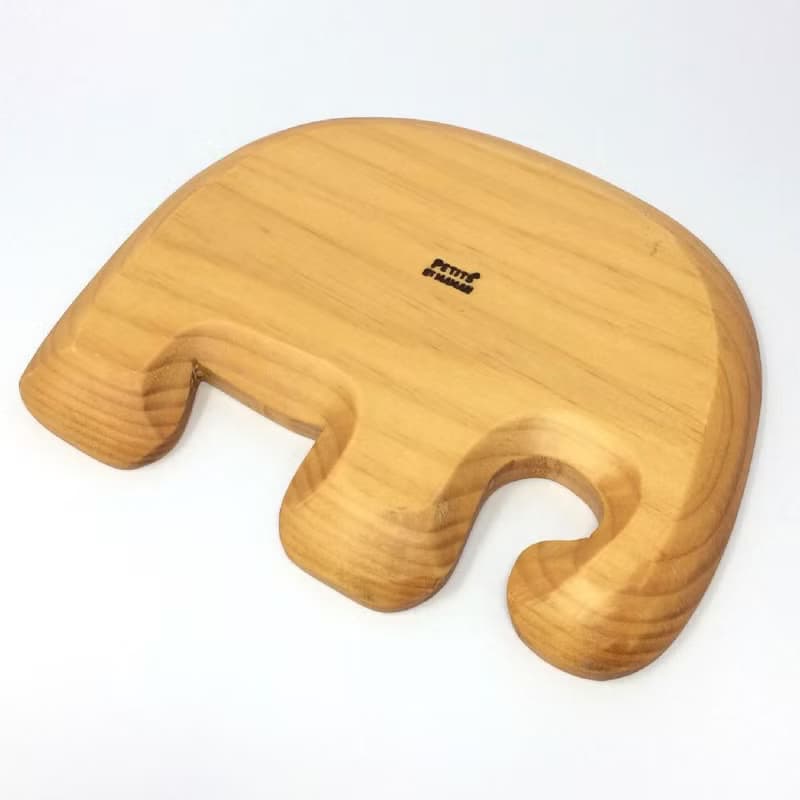 【SPICE】日本 PETIT'S MAMAN 天然松木 兒童餐盤-大象