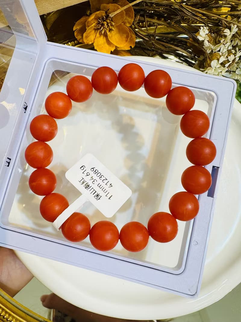 小精品保山柿子紅南紅11mm34.61g熱散寒氣血循環補血養顏