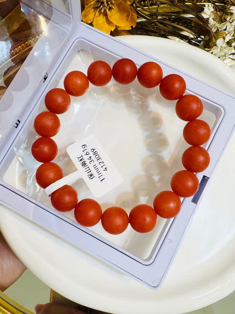 小精品保山柿子紅南紅11mm34.61g熱散寒氣血循環補血養顏