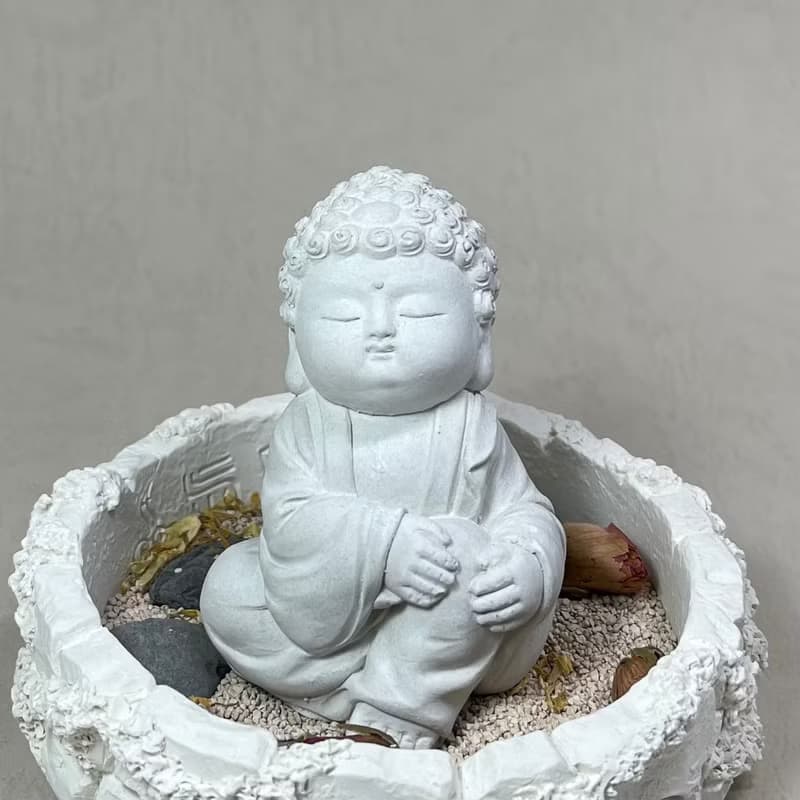 神明公仔 淨念吉祥小佛之隨願 中盤套組 水泥 佛 宗教