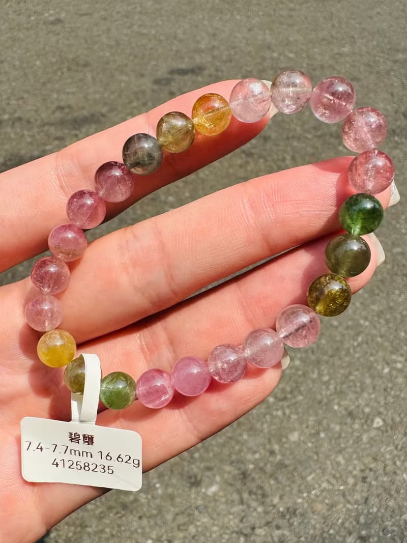 小精品螢光溫柔色彩碧璽水晶7.4-7.7mm16.62g電氣石旺夫石藍灰碧