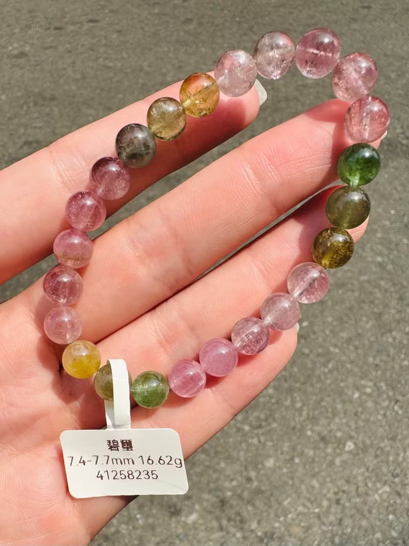 小精品螢光溫柔色彩碧璽水晶7.4-7.7mm16.62g電氣石旺夫石藍灰碧