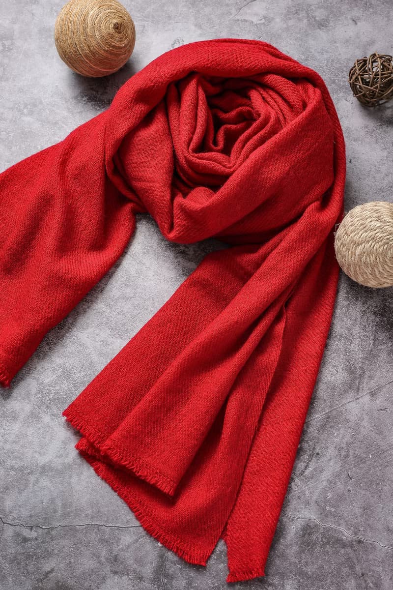 經典喀什米爾羊毛圍巾/披肩  暗紅色 厚款 輕柔保暖