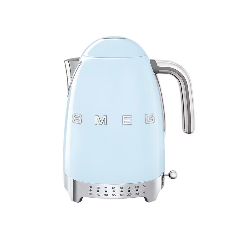 【SMEG】義大利控溫式大容量1.7L電熱水壺-粉藍色