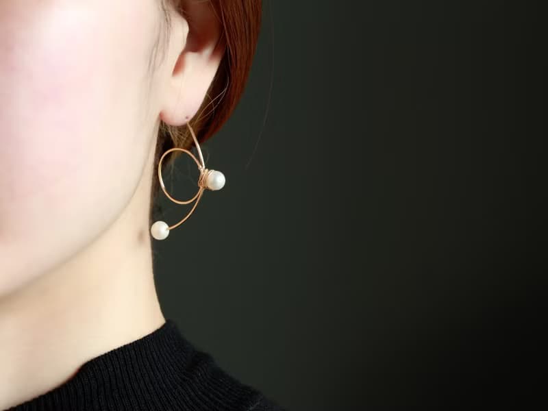 14kgf- UZU pierced earrings  (pearl or crystal)