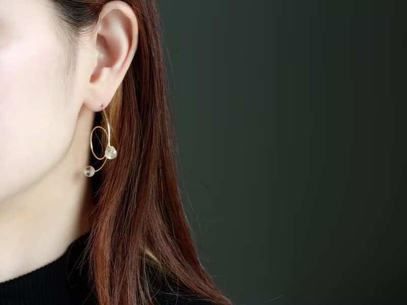 14kgf- UZU pierced earrings  (pearl or crystal)