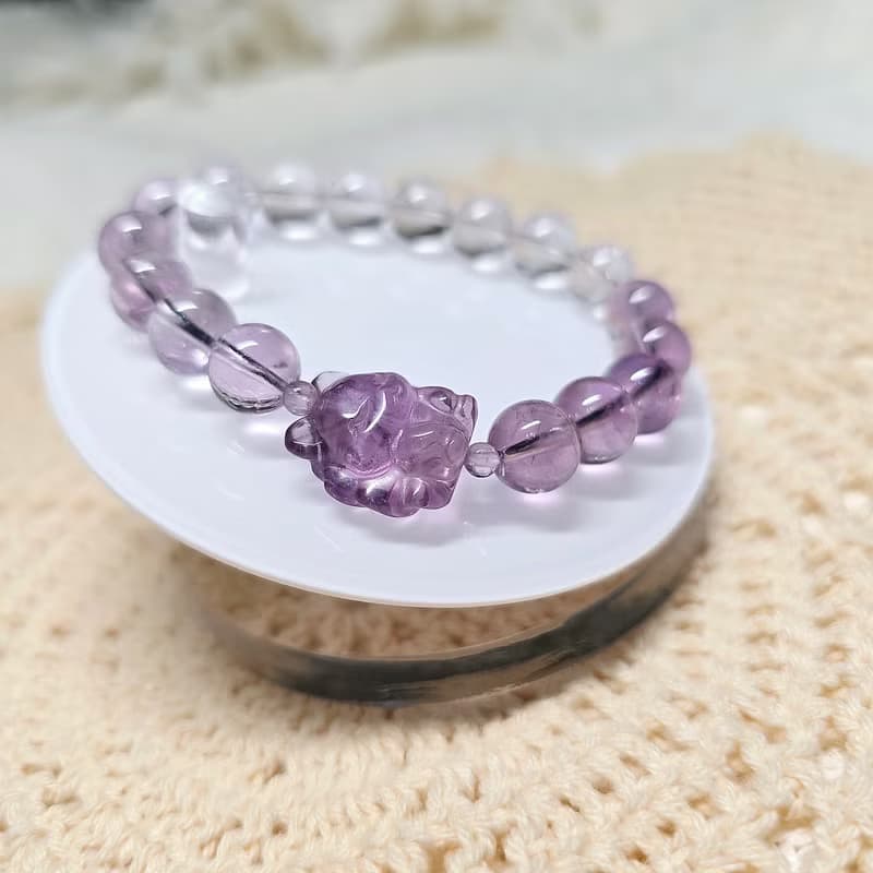 九尾狐漸層紫水晶簡約設計款手串