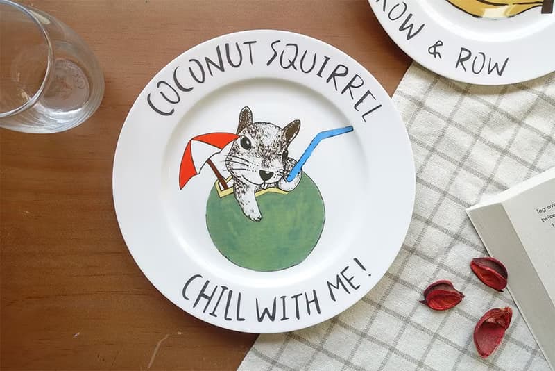 Coconut Squirrel 松鼠椰子水 餐瓷盤 (骨瓷平盤)