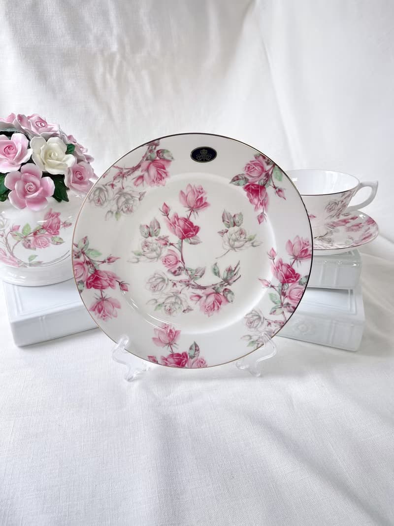 英國Aynsley 紅玫瑰系列 骨瓷餐盤20cm