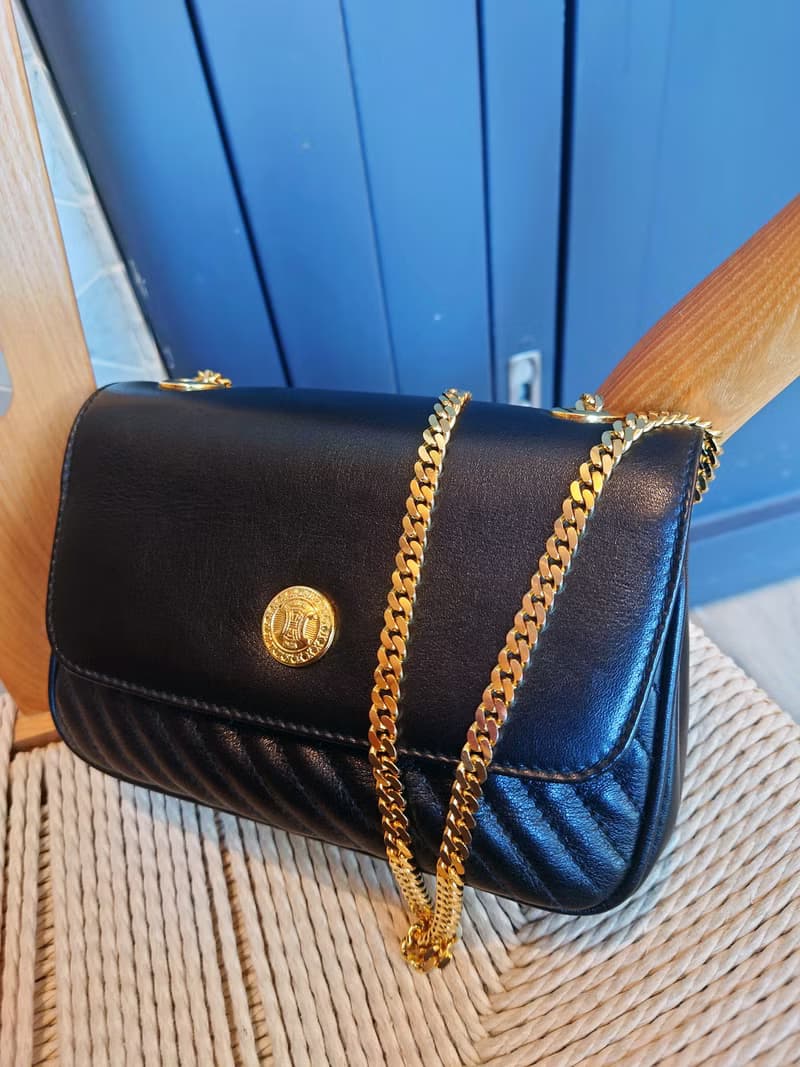 中古包 CELINE 黑金凱旋門晚宴包手拿包鏈條包斜揹包斜挎包單肩包